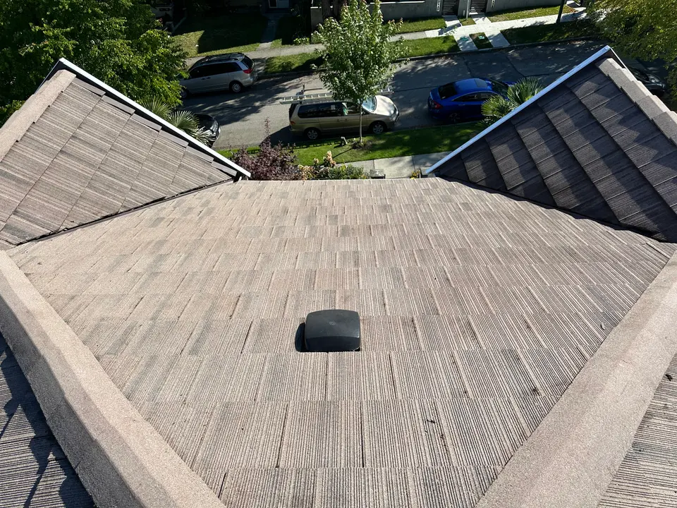 Concrete tile roof after cleaning